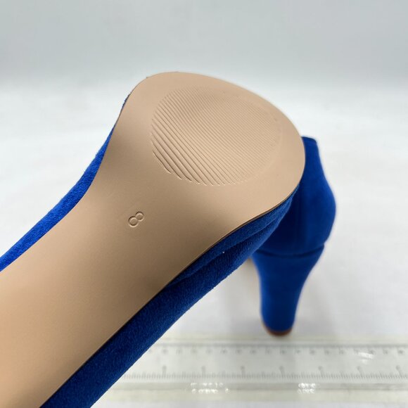 miss left Royal Blue Low Platform Chunky High Heels Slip On Round Toe Pump - Picture 6 of 8